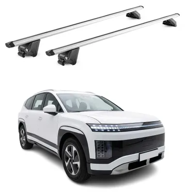 Image de Barres de toit transversales pour Hyundai Ioniq 9 2025-2026 Aluminium Gris ABE, Image générée par une IA