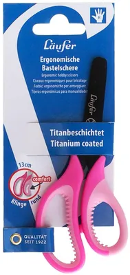 Produktbild von Bastelschere 13cm rund mit weichem Komfortgriff pink-lila Packung mit 12 Stück