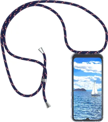 Produktbild von EAZY CASE Handykette kompatibel mit Xiaomi Redmi Note 8T, Handyhülle mit Umhängeband, Handykordel, Schutzhülle Clear, Band in Blau