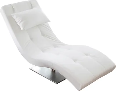 A white chaise lounge with a pillow on a white background.