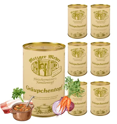 Produktbild von Metzger Meyer Gräupchentopf 6 x 1200ml Graupchen Perlgraupen traditioneller, deftiger Eintopf