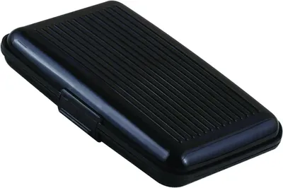 Zdjęcie produktu dla Etui na karty z aluminium - Organizer na karty - Bezpieczne przechowywanie - Technologia blokująca RFID - 6 przegródek - Czarny