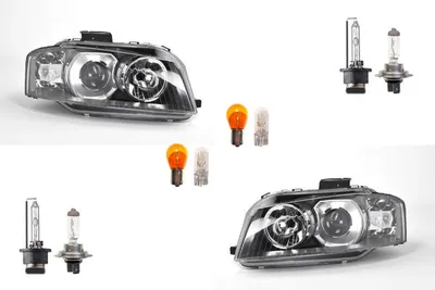 Produktbild von Scheinwerfer passend für Audi A3 8P ab 2003 - 2008 Leuchtmittel Set Li. Re 8P0941029M 8P0941029D 8P0941030M 8P0941030D Johns