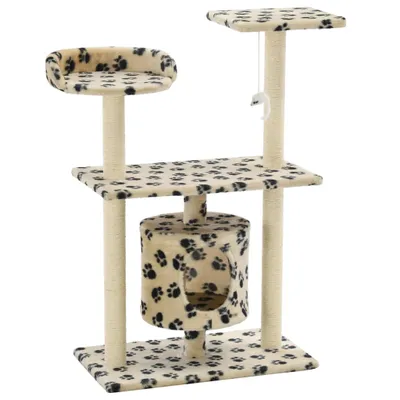 Image de vidaXL Arbre à chat Sisal 95 cm Beige Impression de pattes
