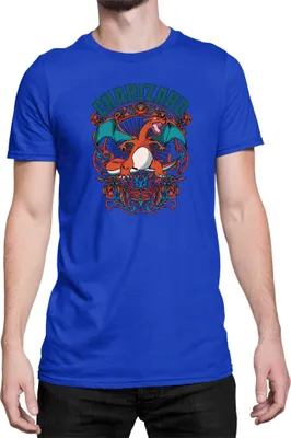 Zdjęcie produktu dla Męska Koszulka Japan Anime Manga Pokemon Charizard, Man 2XL / Niebieski