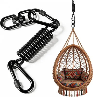 Produktbild von Schwingfeder 250 kg, 2 Karabinerhaken, für Hängesessel, schwarz
