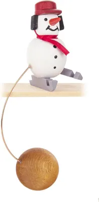 Produktbild von Schaukelfigur Schneemann mit Ohrenschützern weiß Höhe 9cm NEU