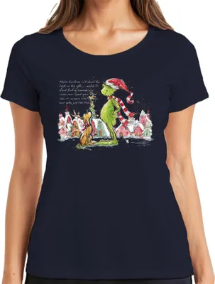 Obrázok produktu pre Možno Vianoce nie sú o svetlách Grinch Weihnachten lustig Damen T-Shirt, Navy, S