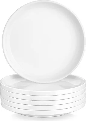 Obrázek produktu pro Sada keramických dezertních talířů o průměru 20 cm, 6 kusů, kulaté talíře s okrajem, vhodné do mikrovlnné trouby a myčky nádobí
