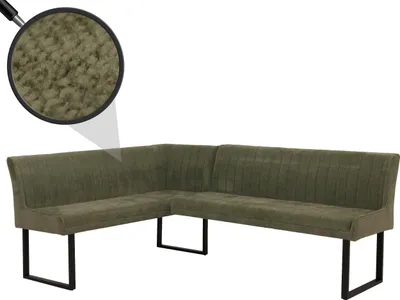 Produktbild von Eckbank HWC-O82, Esszimmerbank Bank, (310g/m²) Chenille Stoff/Textil Metall 159x210cm grün