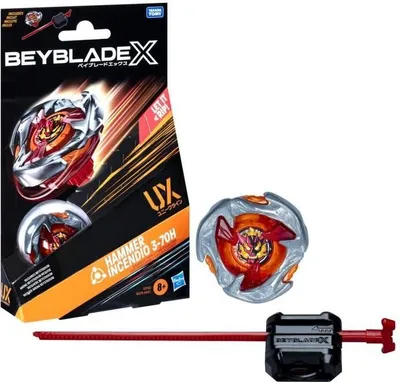 Immagine prodotto di Set iniziale Beyblade X Hammer Incendio 3-70H UX, tipo Equilibrio con lanciatore, Takara Tomy, top per battaglie, adatto a bambini dai 8 anni in su