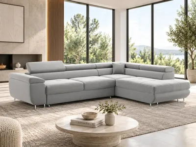 Produktbild von SOFELLO OKTAVIO Ecksofa 273 cm mit Schlaffunktion, Bettkasten & verstellbaren Kopfstützen – Links oder Rechts, freistehend