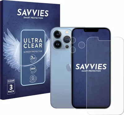 Produktbild von 6x Für Apple iPhone 13 Pro (Display+Kamera) Schutzfolie Savvies Displayschutz Display Schutz Folie Klar Transparent
