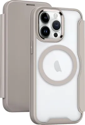 Immagine prodotto di Per iPhone 15 Pro MagSafe RFID Blocking Adsorption Flip Phone Case in pelle (Khaki)