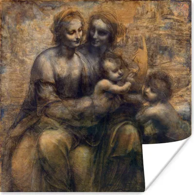 Produktbild von MuchoWow® Poster Maria mit Kind und die Heilige Anna - Leonardo da Vinci 30x30 cm - Wandposter - Printing