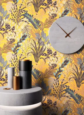 Produktbild von NEWROOM Tapete Gelb Vliestapete Dschungel - Dschungeltapete Floral Braun Ocker Blumen Blätter Blumentapete Tropisch Mustertapete
