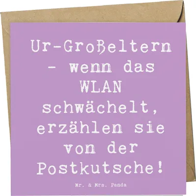 Produktbild von Mr. & Mrs. Panda Grußkarte Spruch Ur-Großeltern Geschichten - Lavendeltraum - Geschenk, Ahnen, anlasskarte, Anekdoten, handgemacht, doppelkarte, Humor, Nostalgie, Familie