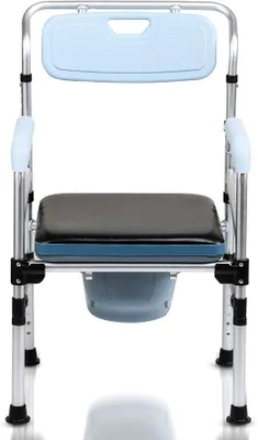 Produktbild von Toilettenstuhl,Höhenverstellbar Nachtstuhl,Rutschfest WC-Stuhl Eimer,Duschstuhl mit Armlehne Rückenlehne,mit Deckel, Bis 150 kg Belastbar,für Senioren Behinderte und Schwangere