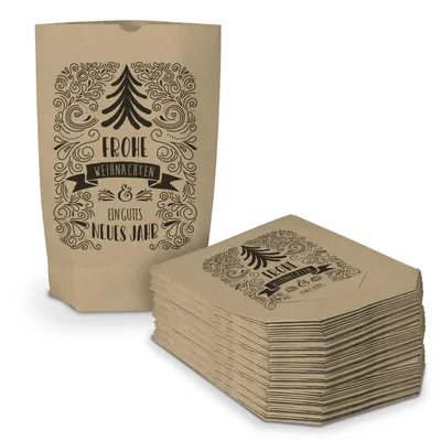 Produktbild von itenga Geschenktüte Frohe Weihnachten und neues Jahr 17x26cm braun schwarz - 50 Tüten