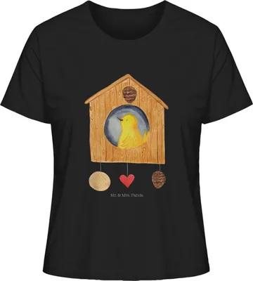 Produktbild von Mr. & Mrs. Panda damen shirt Vogelhaus Home Größe L - Schwarz - Geschenk, Oberteil, Kurzarmshirt, Haus, Einzugsgeschenk, Lustige Sprüche, Vogel, T-Shirt, Sweet, Basic
