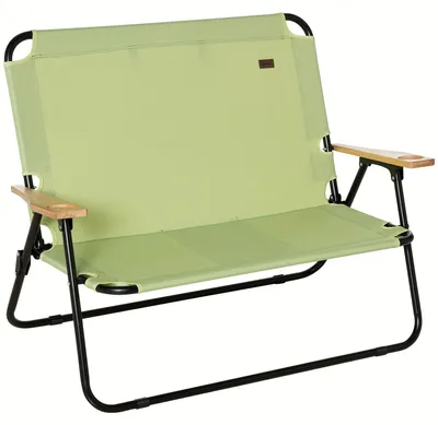 Immagine prodotto di Sedia da campeggio per due persone - Sedia pieghevole e portatile per registi, con portabicchieri, portata fino a 160 kg, colore verde