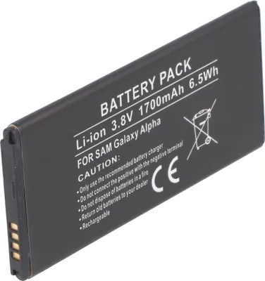 Productafbeelding van Galaxy ALPHA batterij EB-BG850G, een vervangende batterij van AccuCell met een capaciteit van 1700mAh