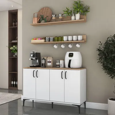 Image de Skye Decor, armoire multifonctionnelle de haute qualité, 120 cm, blanche et en bois de noyer, qualité E1