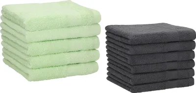 Produktbild von Betz 10 Stück Seiftücher 30x30 cm PALERMO 100% Baumwolle  Farbe: anthrazit und grün