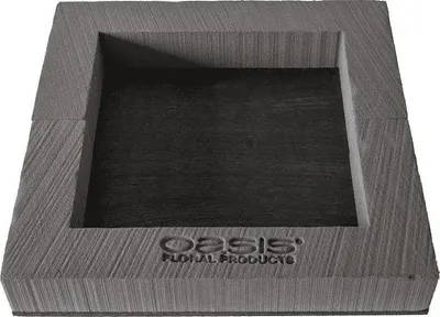 Produktbild von OASIS® Black Ideal Nass Steckschwamm Quadrat Planzschale SERAPIA, Bioline Holzunterlage, schwarz, 35x35x5cm - Nasssteckschaum