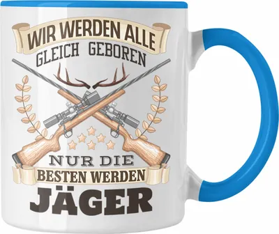 Produktbild von Trendation - Jäger Tasse Geschenk Spruch Bester Jäger Jagd (Blau)