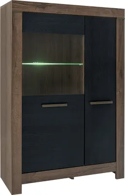 Produktbild von Geschirrschrank Adam mit 2 Türen, Holzoptik und Schwarz, 148cm