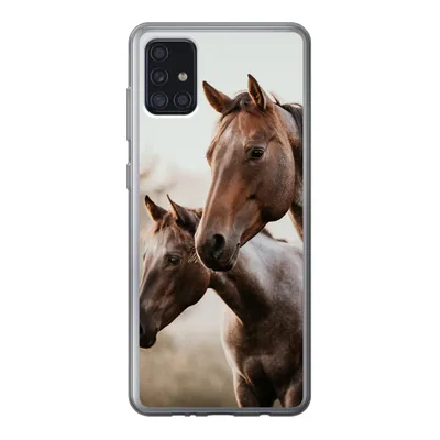 Produktbild von MuchoWow® Handyhülle Schutzhülle Hülle für Samsung Galaxy A52 5G Pferde - Natur - Braun Silikon Softcase Handy Hülle - Umschlag