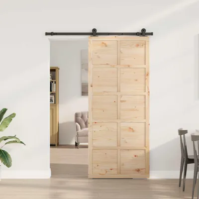 Produktbild von Möbel Zimmertüren  - Braun - CLORIS Schiebetür Natur 80x208 cm Massives Kiefernholz,20.41 Kg - 620550