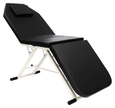 Immagine prodotto di Lettino da massaggio pieghevole, modello a 3 sezioni - Struttura in metallo - Ideale per saloni e studi - Capacità di carico: 200–250 kg - Colore: nero