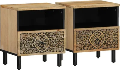 Produktbild von Nachttische 2 Stk. 40x33x46 cm Massivholz Mango