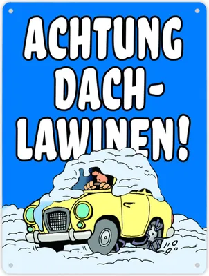 Produktbild von Dachlawine Metallschild XL in 21x28 cm in Blau-Weiß zum Thema Dachlawinen im