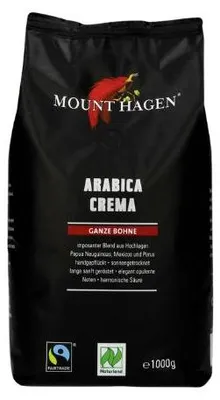 Produktbild von Mount Hagen Bio Röstkaffee Crema Arabica ganze Bohne 6x1 kg