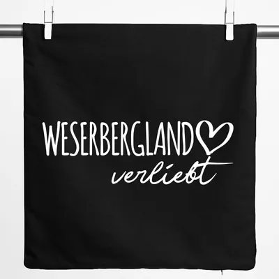 Produktbild von Huuraa Kissenbezug Weserbergland verliebt 40x40cm Black Baumwolle Dekokissenbezug Geschenkidee