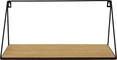 Produktbild von Wandregal Regal 40x17cm Schwarz Metall MDF Holz Natur Design Modern Industrie