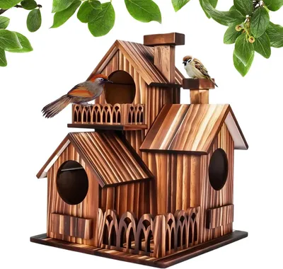 Productafbeelding van Vogelhuis Tuin - Nestkast Hout - Vogels Laten Broeden - Weerbestendige Constructie - 20x16x20 cm - Bruin
