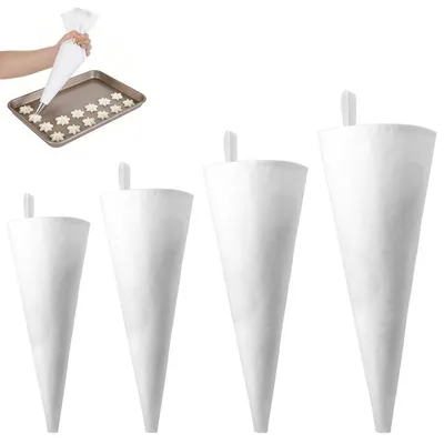 Produktbild von Spritzbeutel-Set Baumwolle Weiß 4 Stück 30-45 cm Wiederverwendbar
