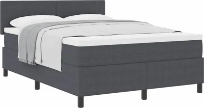 Productafbeelding van Boxspringbed Donkergrijs en Wit 140 x 200 cm Katoen Stof