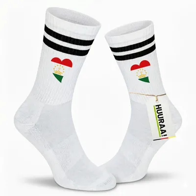 Produktbild von Huuraa Uni Socken Tadschikistan Flagge Herz 37/41 Black Baumwolle Tennissocken Geschenkidee