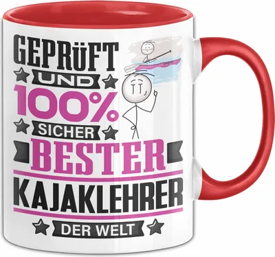 Produktbild von Kajaklehrer Geschenk Lustiger Spruch für Kajaklehrer Geschenkidee Bester Kajaklehrer Der Welt (Rot)