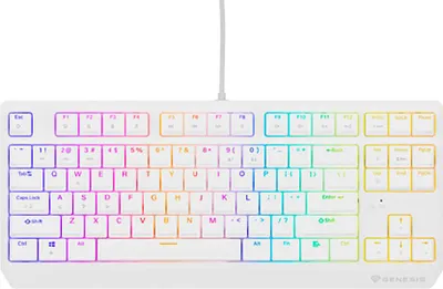 Obrázek produktu pro GENESIS Thor 230 TKL, Kabelový a bezdrátový, USB + RF Wireless + Bluetooth, Mechanický spínač, QWERTY, RGB LED, Bílá