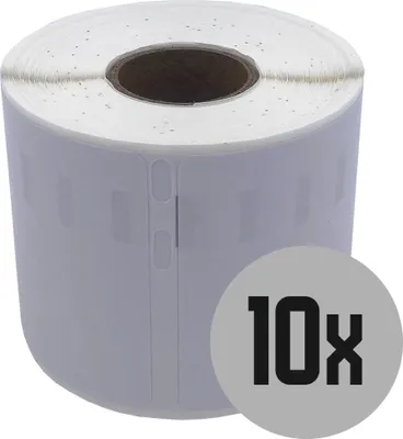 Produktbild von DULA Etiketten - Kompatibel mit Dymo Compatible labels - Weiß - 99014 - S0722430 - Verzend- en naambadge etiketten - 10 rollen - 101 x 54 mm - 220 labels per rol