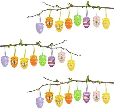 Image de Décoration de Pâques colorée, 24 pièces, en plastique