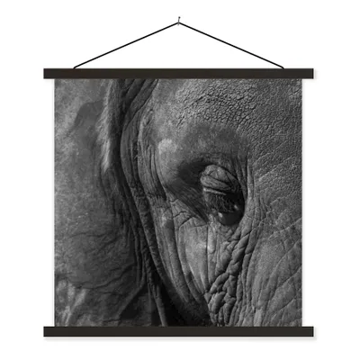 Produktbild von MuchoWow® Textilposter Elefant - Tiere - Nahaufnahme - Schwarz und weiß 40x40 cm mit schwarzem Rahmen - Fotos