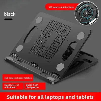 Produktbild von 360° drehbarer Laptop- und Tabletständer, höhenverstellbar und faltbar für 10–18 Zoll Geräte - Schwarz