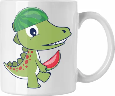Produktbild von Trendation - Lustiger Dino Tasse Dinosaurier T-Rex Jungs Geschenk Geburtstag Geschenkidee (Weiß)